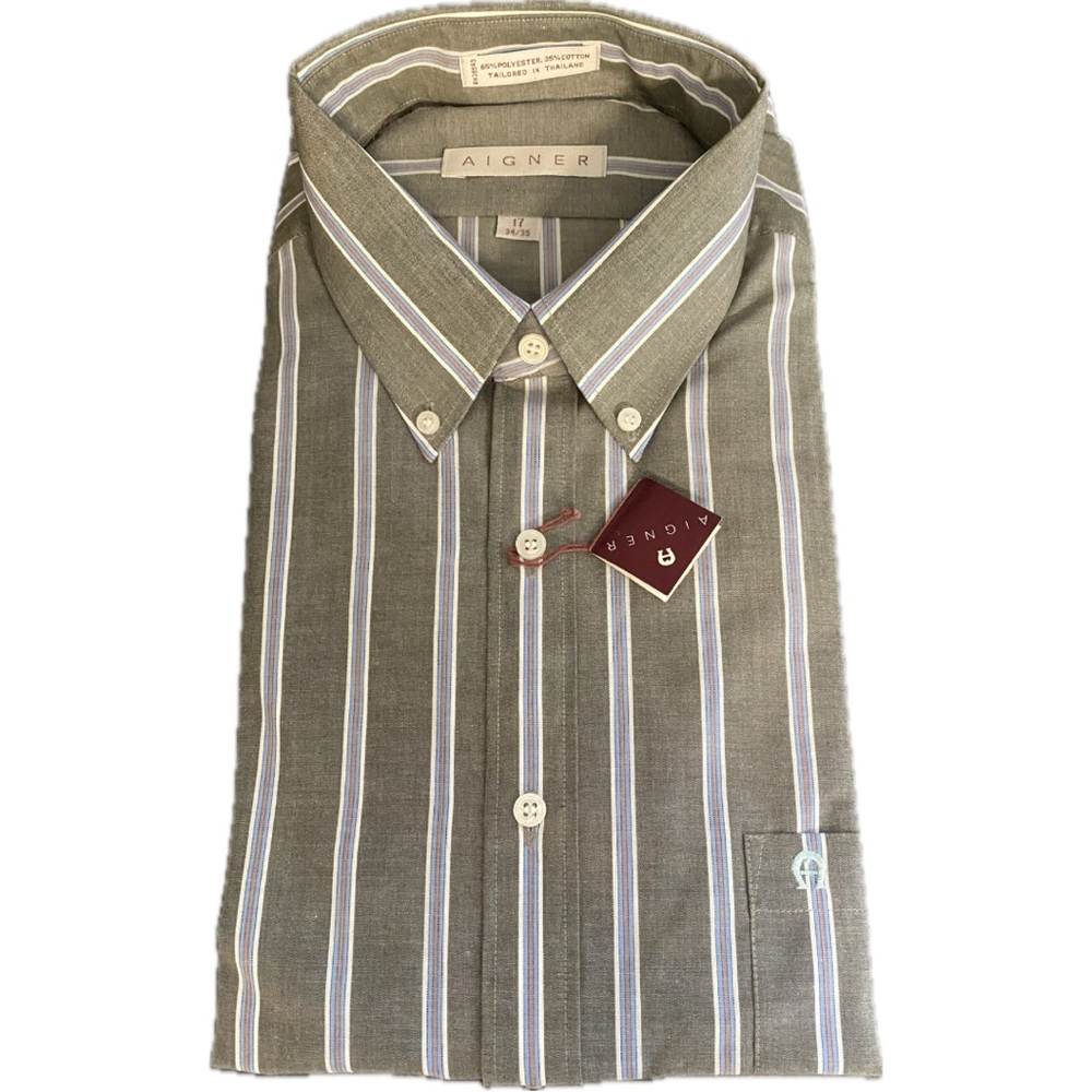 Aigner 65% polyester 35% cotton button down, size 17, NWT.